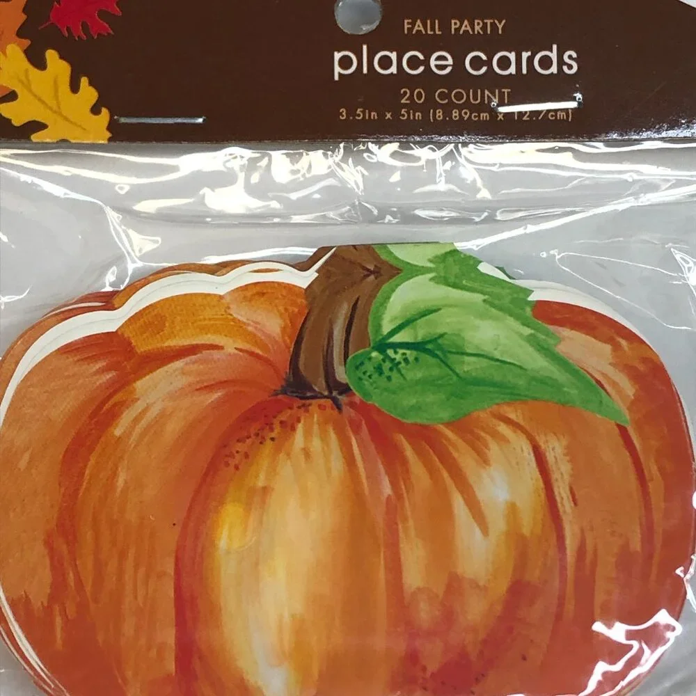 Lot of 2 Thanksgiving Fall Party Orange Pumpkin Place Cards 20ct ea 3.5